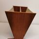 Magazine rack in teak wood with sand-coloured canvas, Danish and from the 1970s.