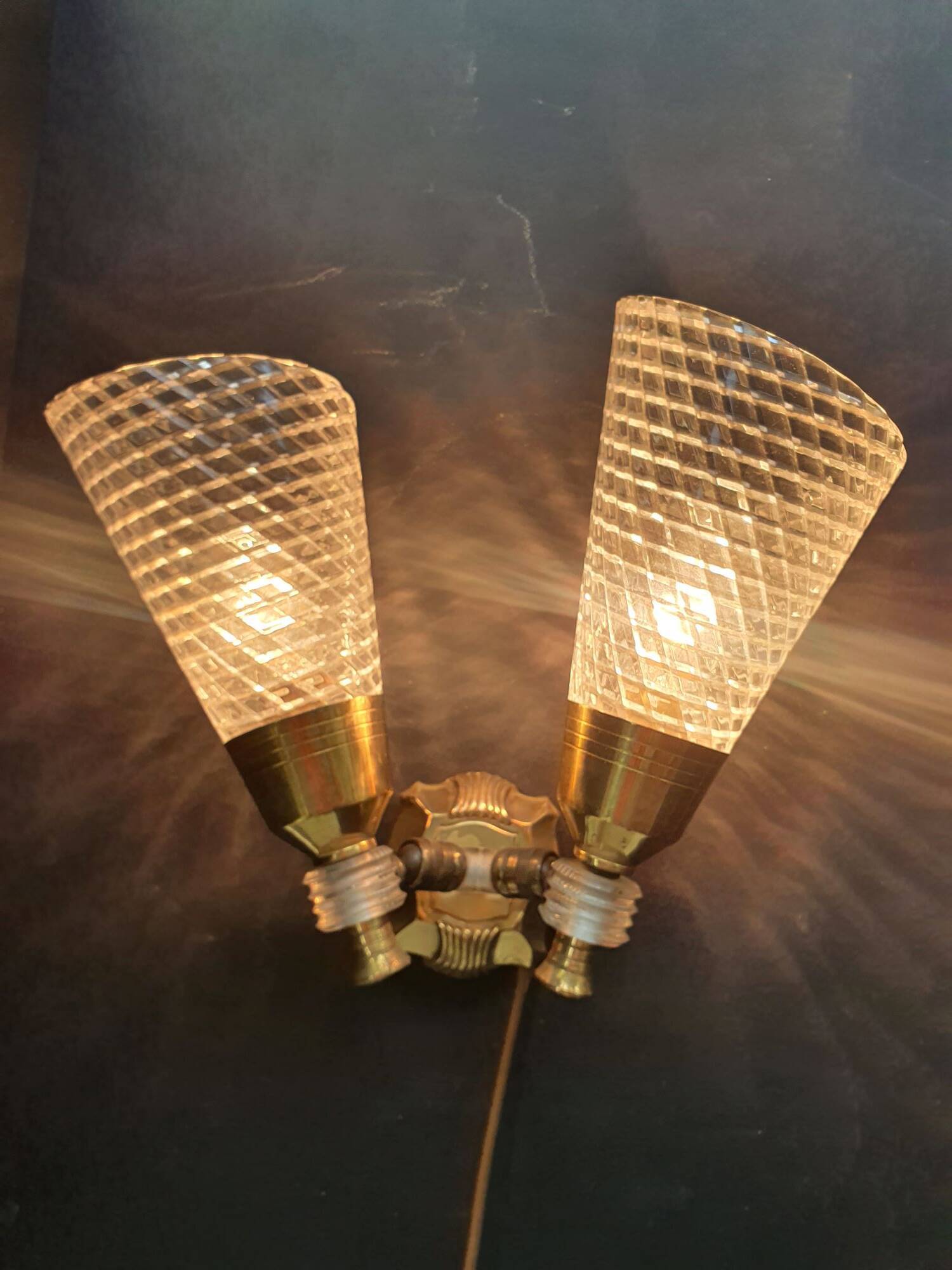 Pair of double light wall sconces from the 1960s.