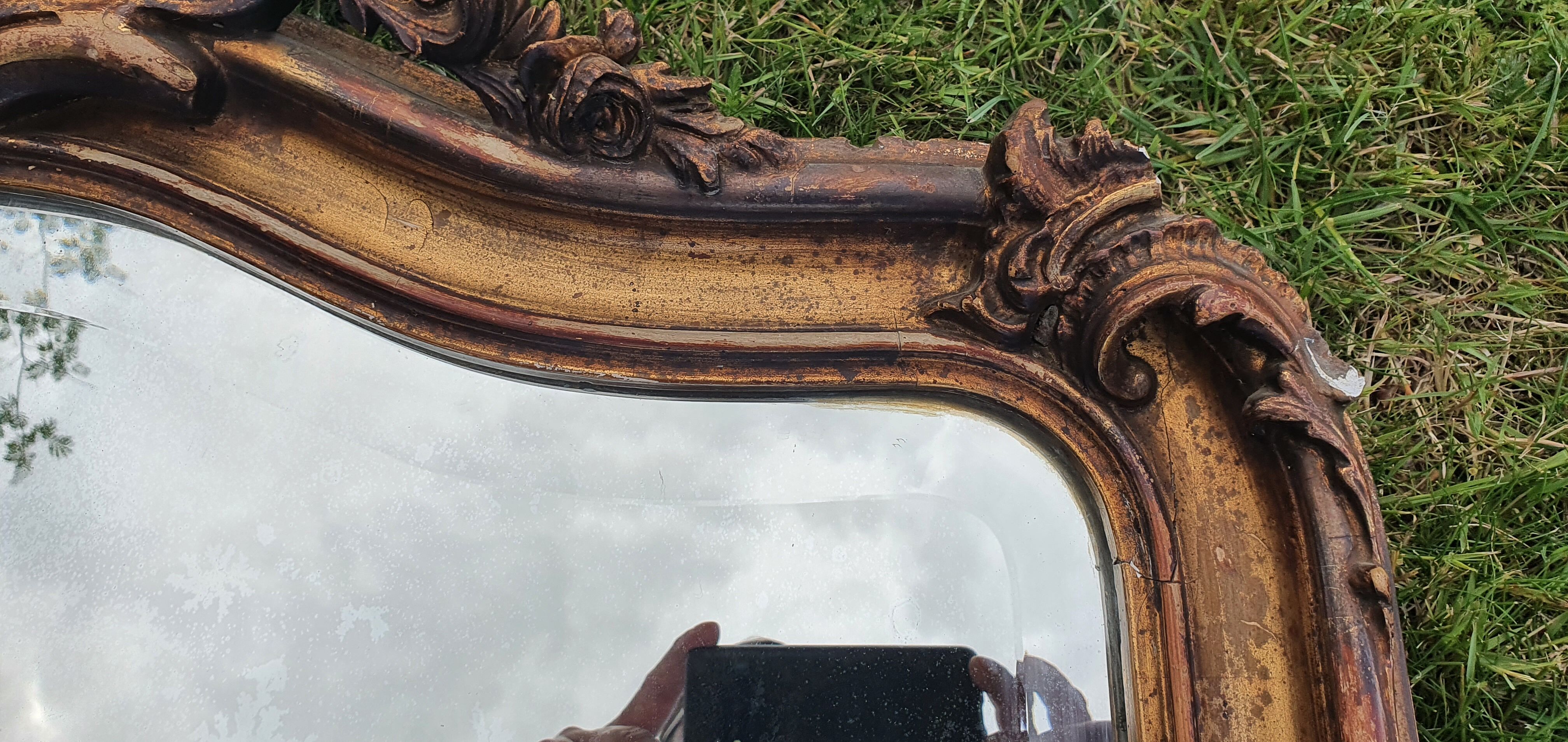 Gilded mirror of louis XV style fireplace 1900 79x145cm