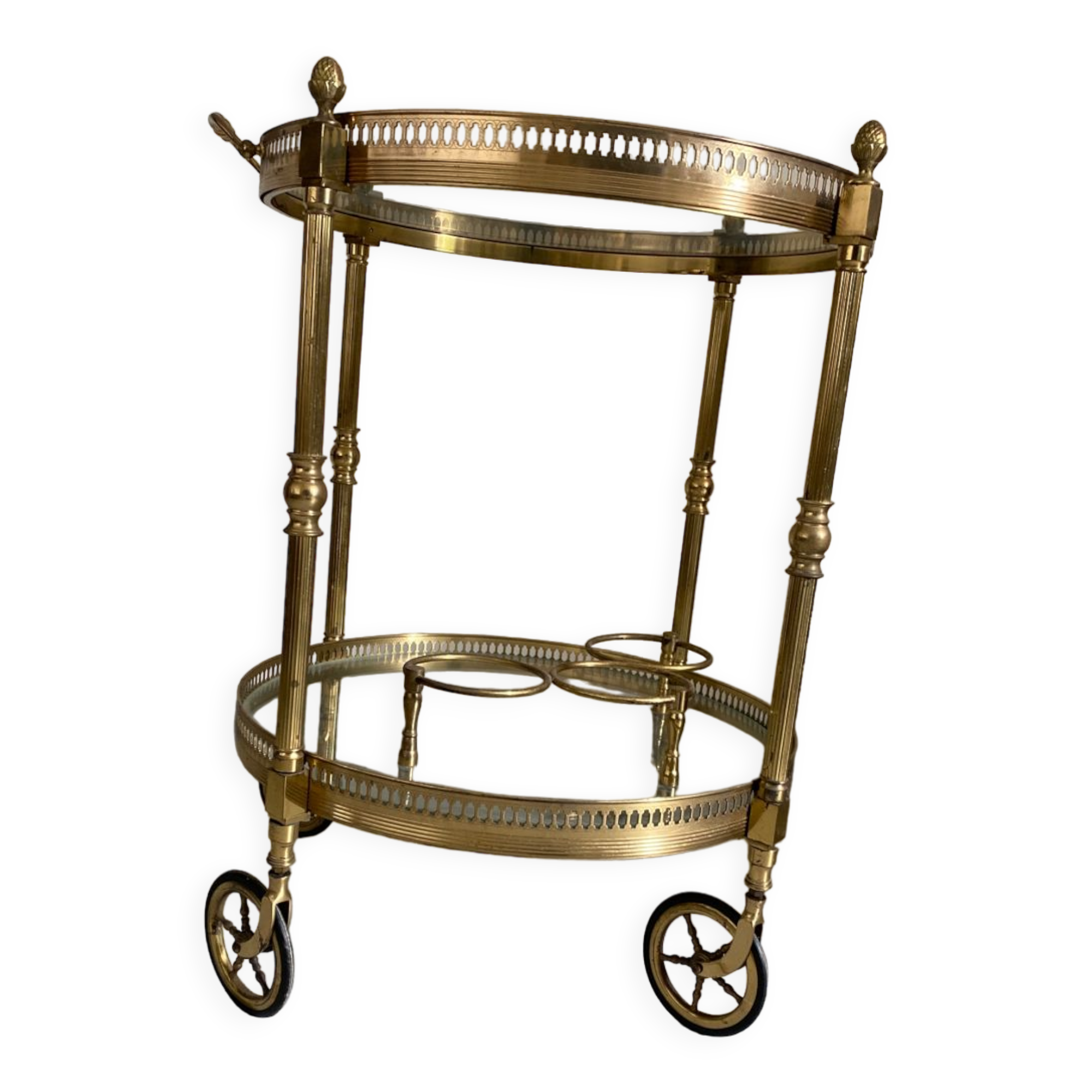 Vintage brass and glass rolling service