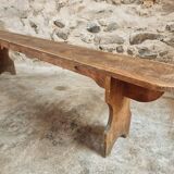 Antique French Pine Wood Bench – 1920s