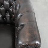 Dark luxury cowhide Chesterfield club armchair in English style