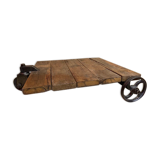 Table basse ancien chariot industriel