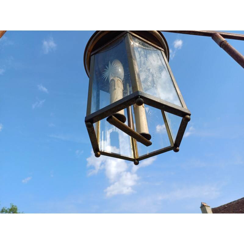 Brass and crystal pendant light