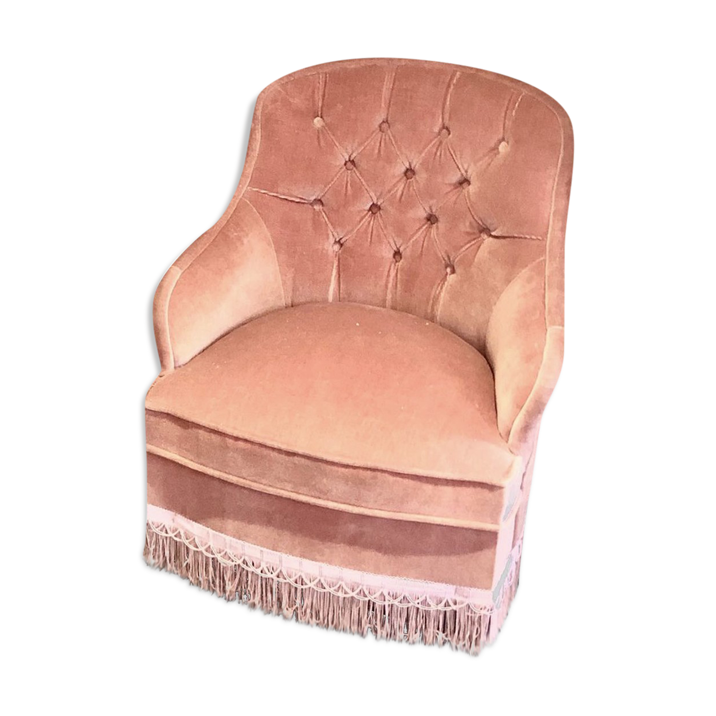Fauteuil crapaud velours rose