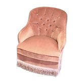 Fauteuil crapaud velours rose