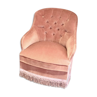 Pink velvet toad armchair