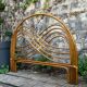 Rattan and leather headboard 140cm vintage 1970