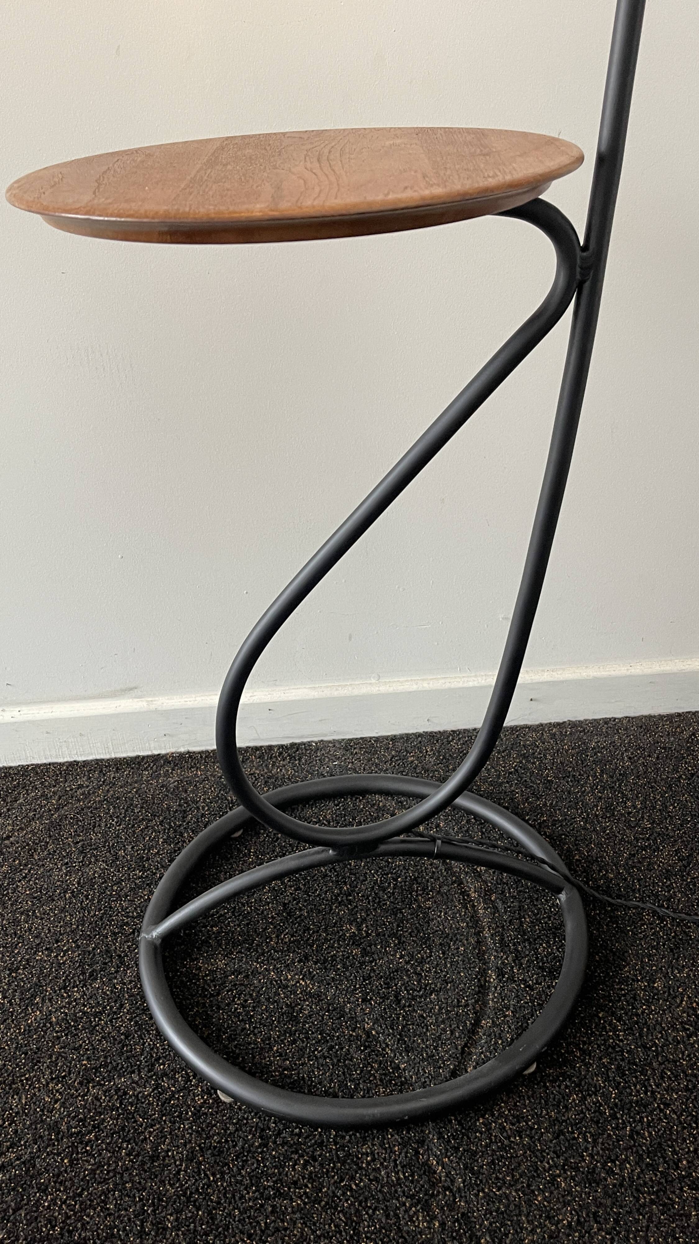 Floor lamp (lamp & table) in tubular steel, ca 1960