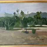 Painting HST/P Pierre Dominique GIESS (1943-2011) "Torre Lodones" Spain