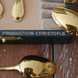 Box 12 golden spoons with mocha - model pompadour alfenide for christofle
