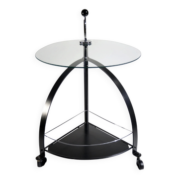 Vintage Bauhaus-style serving trolley with glass top