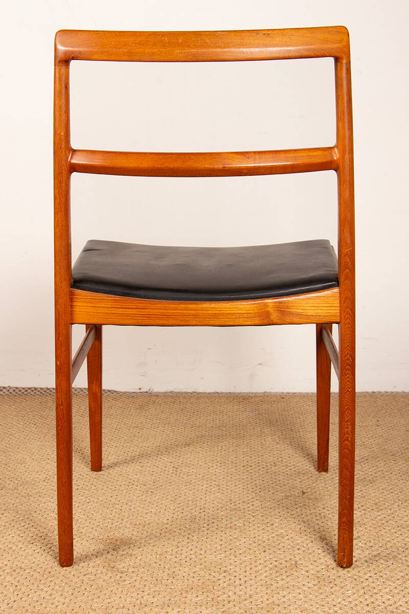 Set of 4 Danish teak and leather chairs, model 430, by Arne Vodder, 1960