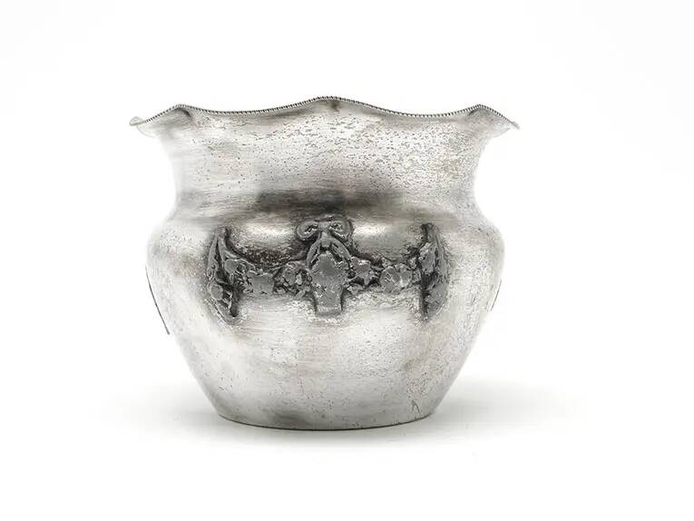Sugar bowl, Art Nouveau, silver-plated brass, Poland, 1920s