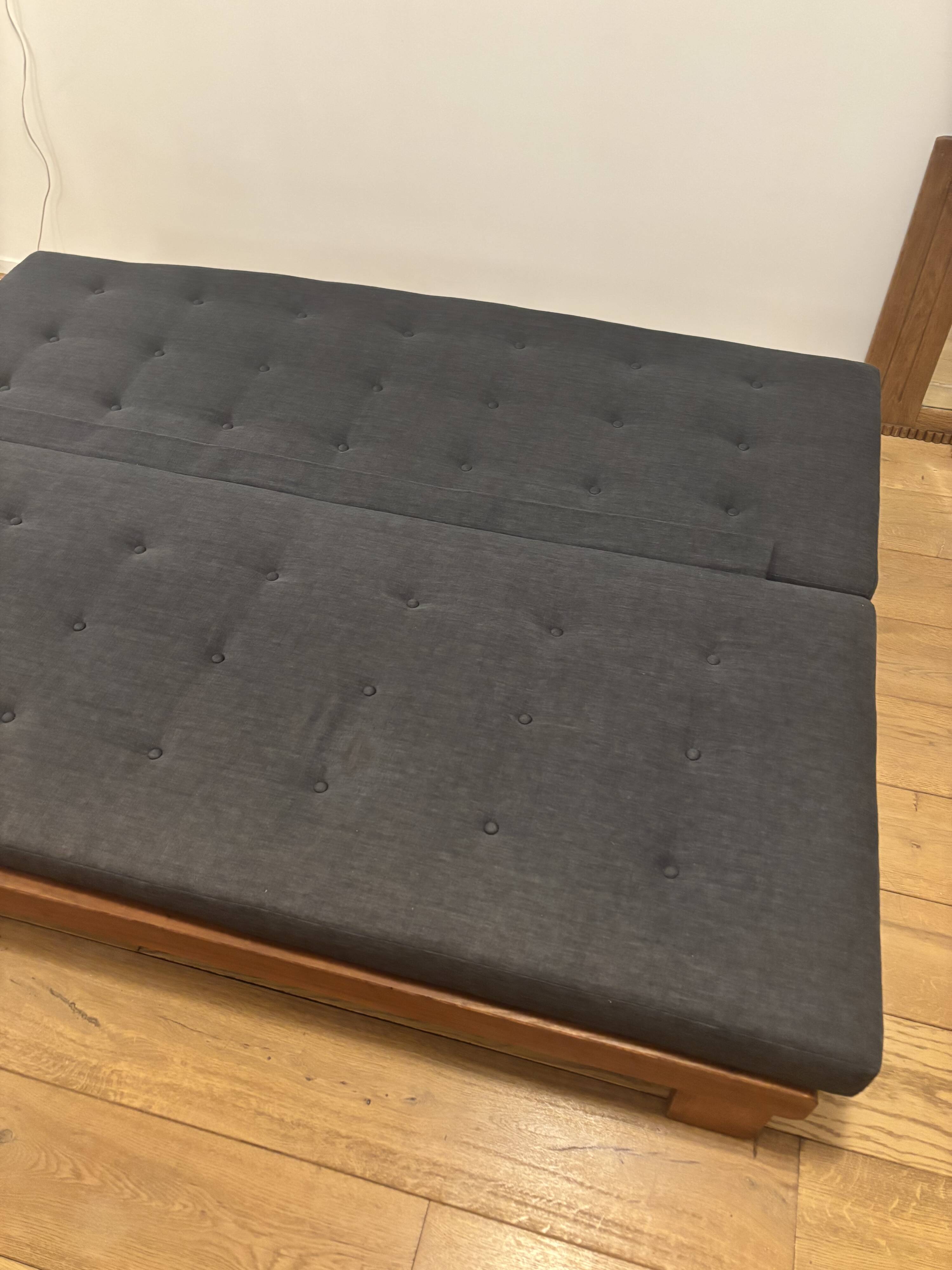 Vintage oak convertible bench by Alain Gaubert