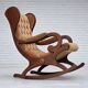 Chaise berçante scandinave des années 1960, velours de mobilier, bois de hêtre foncé.