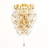 Faceted Crystal Glass & Gilded Brass Wall Light from Kinkeldey, Germany, 1970s