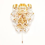 Faceted Crystal Glass & Gilded Brass Wall Light from Kinkeldey, Germany, 1970s