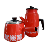 Enamelled red coffee maker