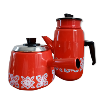 Enamelled red coffee maker