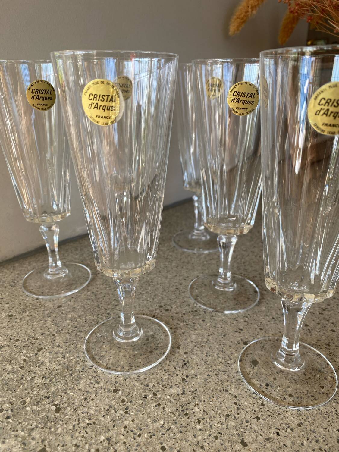 6 flûtes Cristal d’Arques modèle Versaille