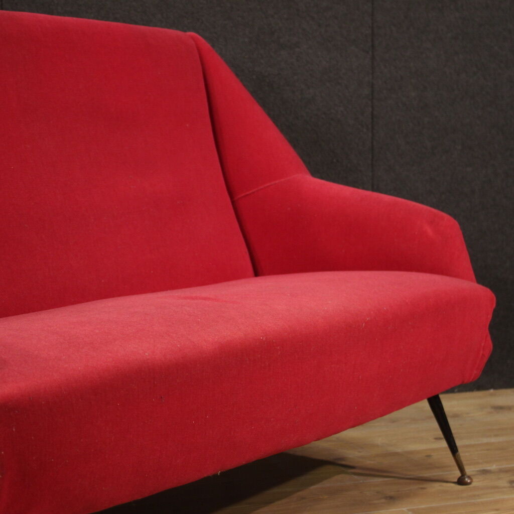 Italian sofa in red velvet from the 60s