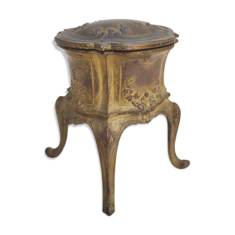 Antique jewelry box baguier gold metal