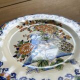 Round plate, iron earth, Gien, Peacock.