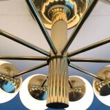 German brass ceiling lamp in mid-century modern space style by Kaiser Leuchten, 1960s.