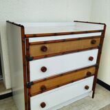 Rattan and bamboo chest of drawers, vintage