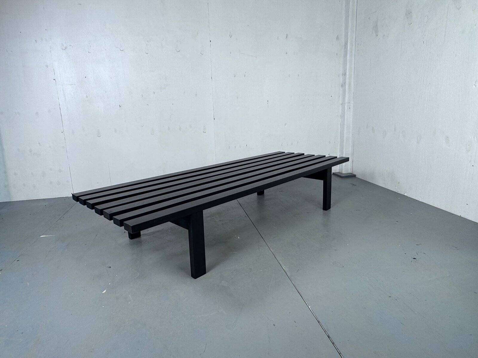 Mid-century modern Japandi black slat bench coffee table by Martin Visser for 't Spectrum, 1960s