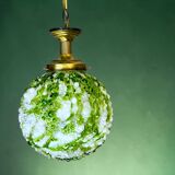Hand-blown green art glass large chandlier