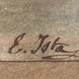 Watercolor "Path to the river" signed Ernest Ista (XIX °) + pitchpin frame