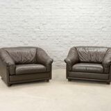 Comfortable Leolux Seal Brown Leather Lounge Chairs The Netherlands 1970s