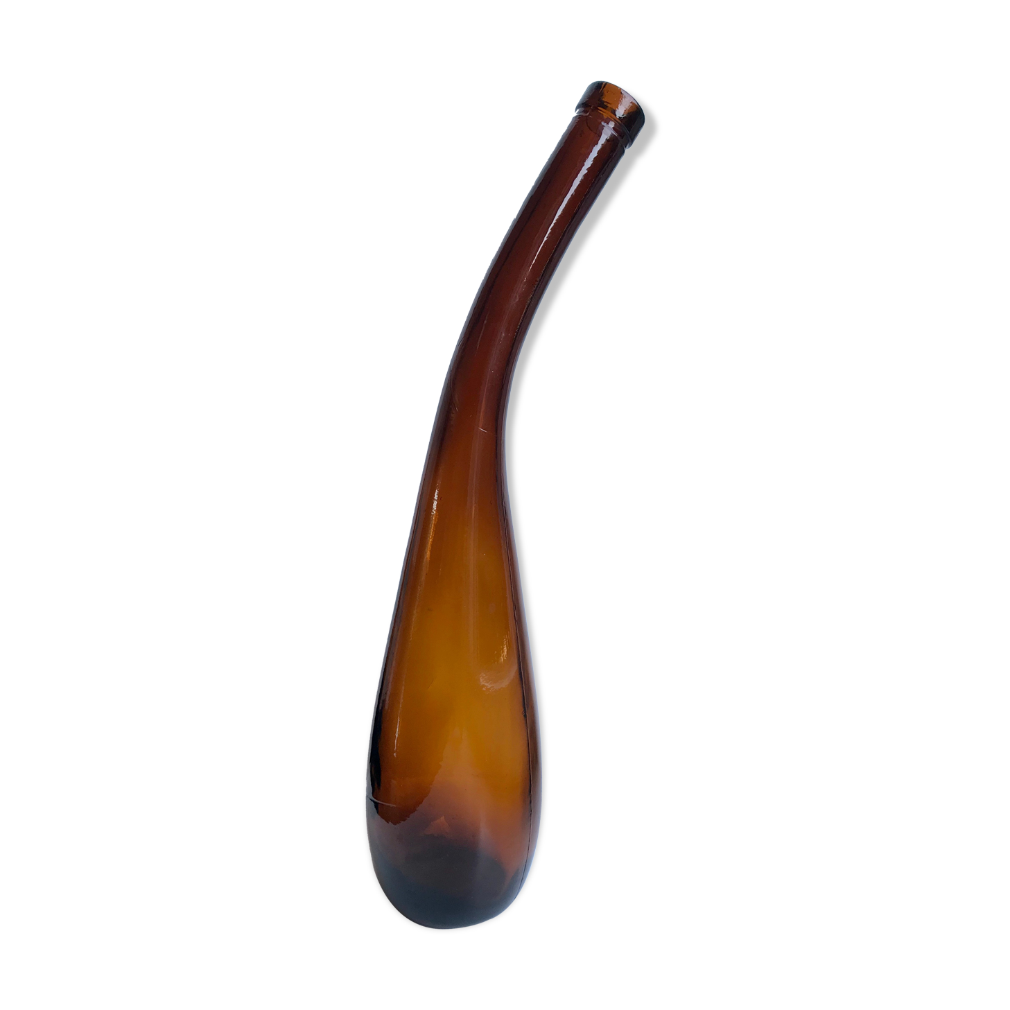 Amber bottle in blown glass 70s