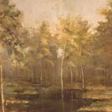 Italian painting signed and dated 1939 wooded landscape