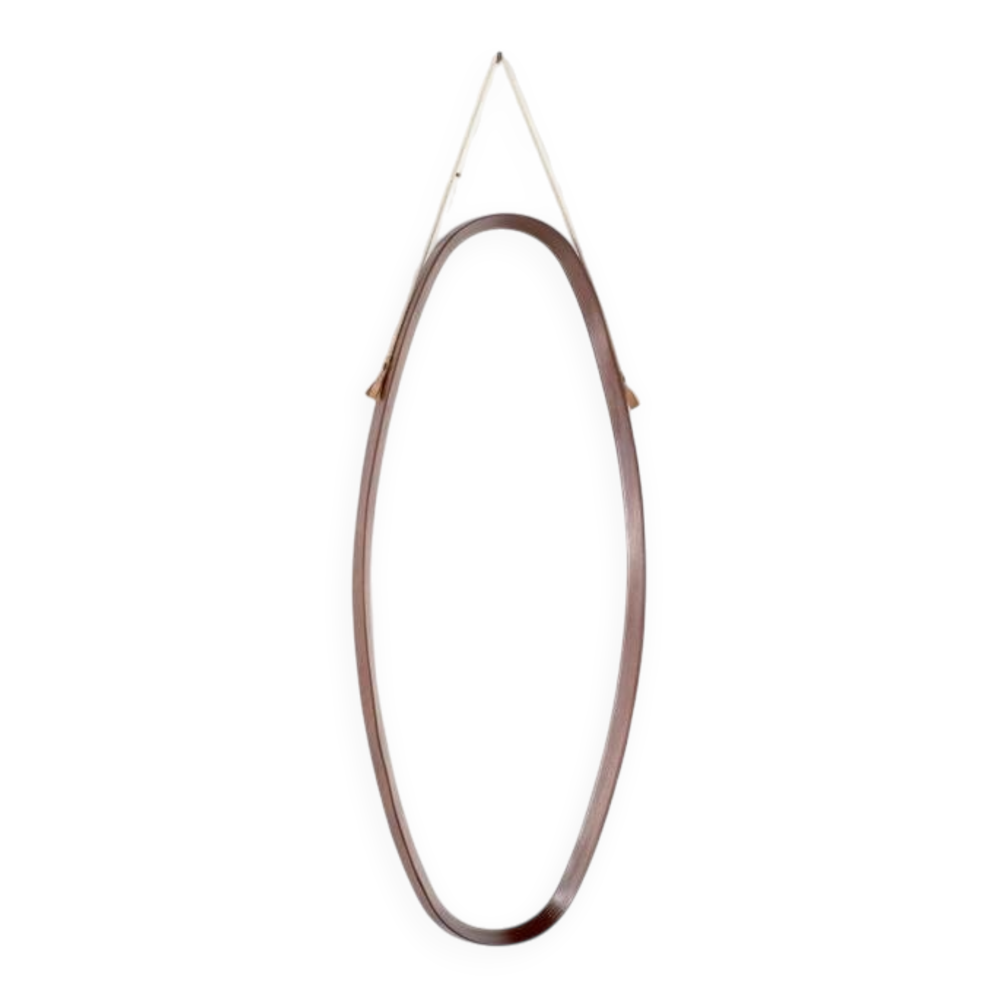 Vintage oval wooden mirror, Italy, 1960s.