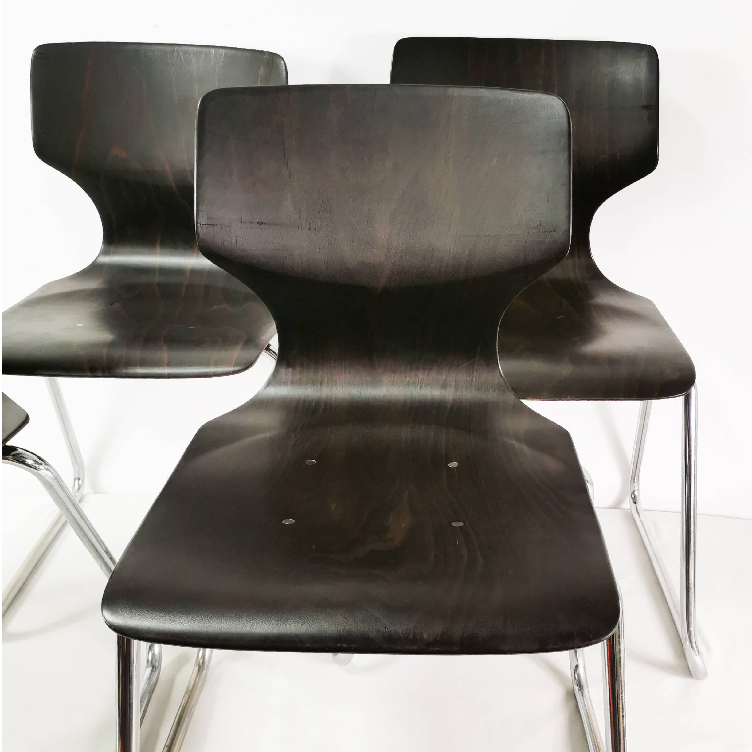 Un ensemble de chaises modernistes Pagholz Flototto, Allemagne, années 1970.
