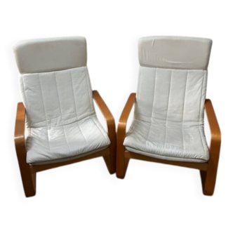 Pair of vintage Ikea Poang armchairs