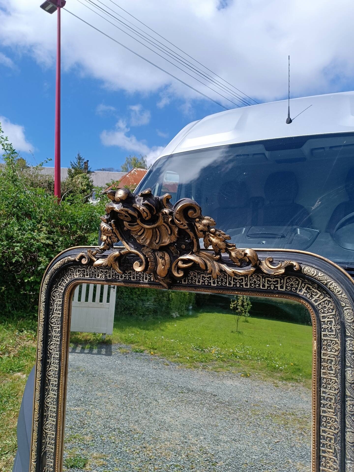 Antique mirror with pediment 152/86 cm
