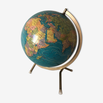 Globe terrestre taride tripode 27cm vintage 1978