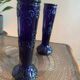 2 vintage cobalt blue pressed glass vases