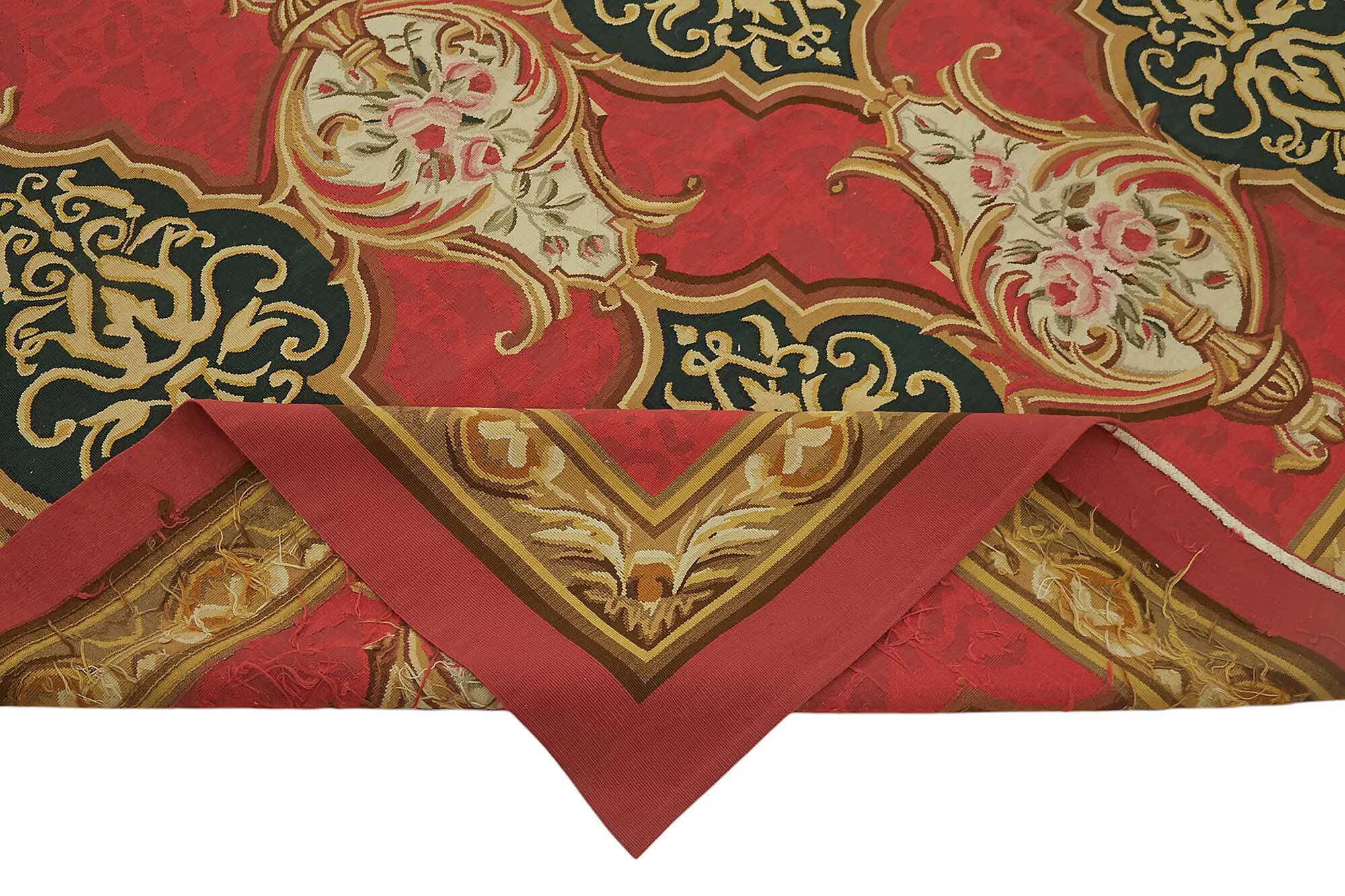 Handmade European Vintage Aubusson Kilim 272 cm x 346 cm