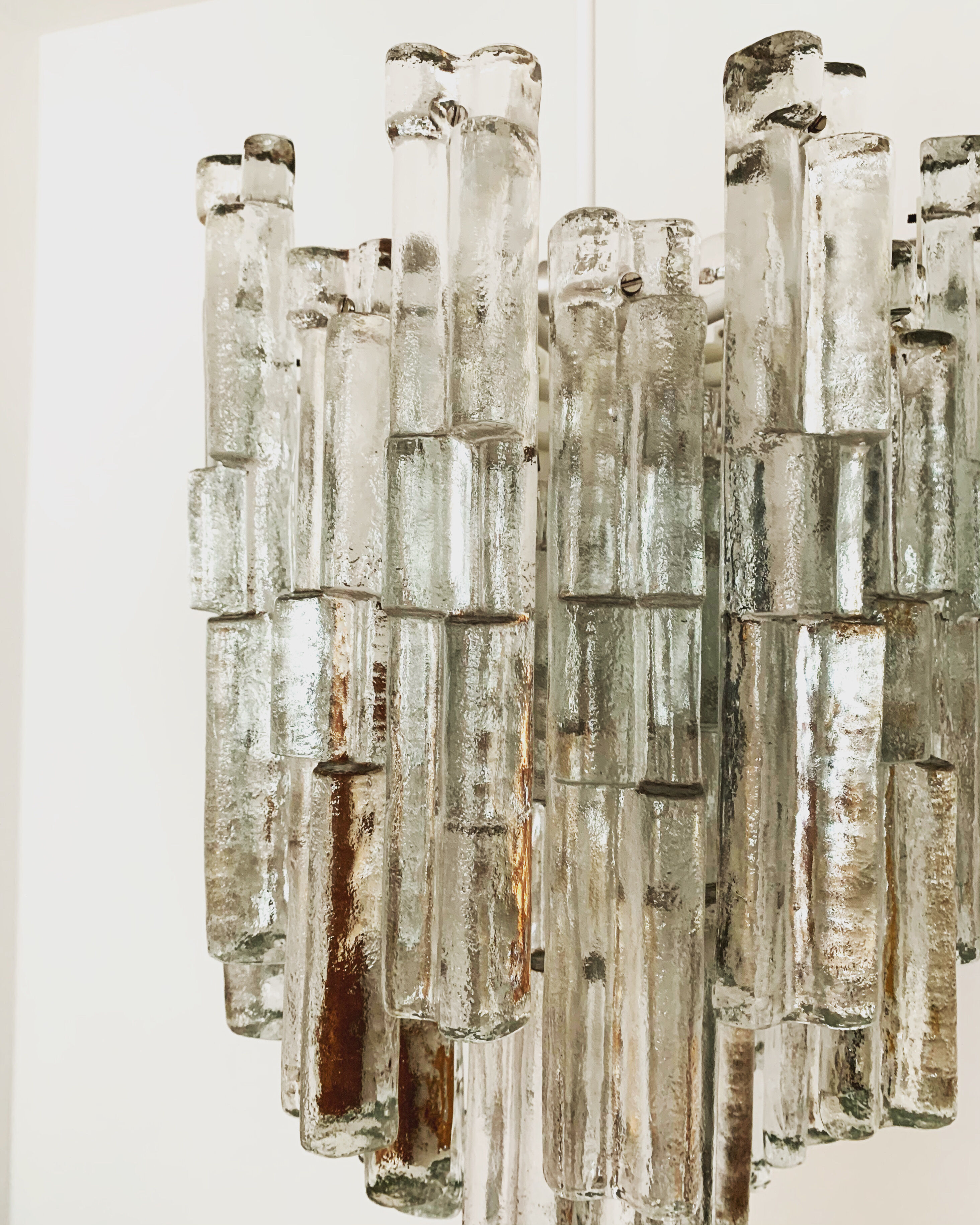 Austrian Ice Glass Chandelier by J.T. Kalmar