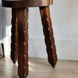 Vintage rustic solid wood tripod stool