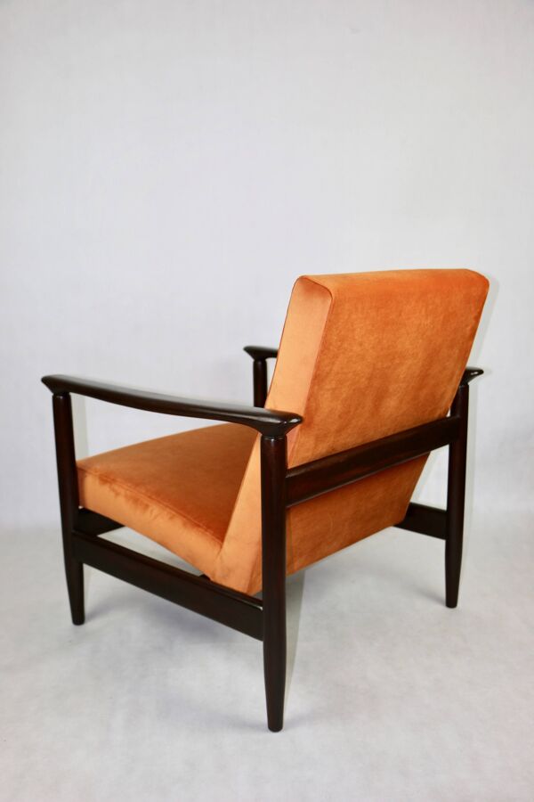 Fauteuil lounge GFM-142 en velours orange attribué à Edmund Homa, années 1970