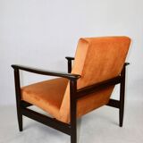 Fauteuil lounge GFM-142 en velours orange attribué à Edmund Homa, années 1970