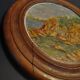 Oil painting on panel in marine tondo wooden frame early twentieth century