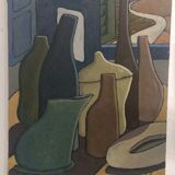 Oil painting on canvas "Still Life with Plate" Franco Prayer (1924) 60x50 cm