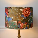 Peacock lampshade, gold flowers